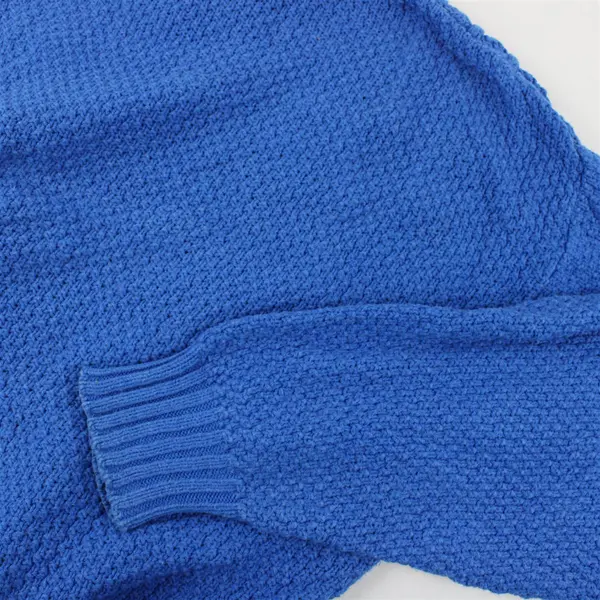 VTG Handmade Men's L/XL Blue Cotton Cable Knit Grandpa Sweater