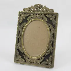 Vintage Action Made in Italy Brass Ornate Baroque Glass Picture Frame