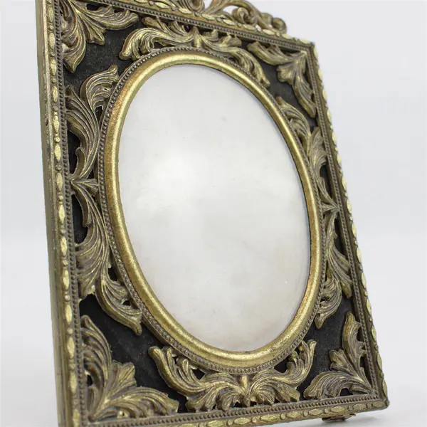 Vintage Action Made in Italy Brass Ornate Baroque Glass Picture Frame