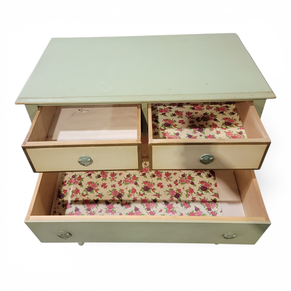 Vintage 1950s Green Floral Painted 5-Drawer Dresser Original Paint -Local Pickup