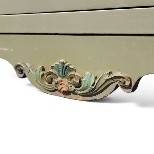 Vintage 1950s Green Floral Painted 5-Drawer Dresser Original Paint -Local Pickup