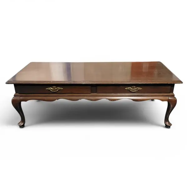 Ethan Allen Queen Anne Coffee Table Drawers Cabriole Legs - Local Pickup Only