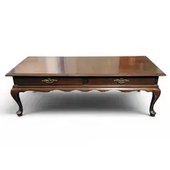 Ethan Allen Queen Anne Coffee Table Drawers Cabriole Legs - Local Pickup Only