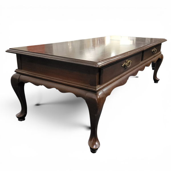 Ethan Allen Queen Anne Coffee Table Drawers Cabriole Legs - Local Pickup Only