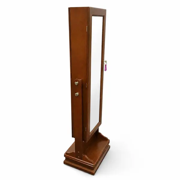 Standing Cherry Wood Jewelry Armoire Cheval Mirror Locking - Local Pickup Only