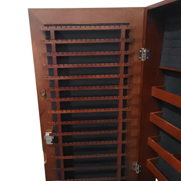 Standing Cherry Wood Jewelry Armoire Cheval Mirror Locking - Local Pickup Only