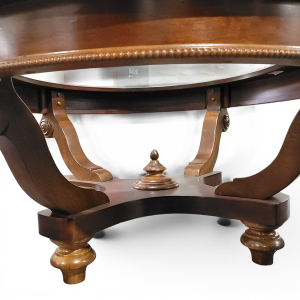 Vintage Round Glass Top Wood Coffee Table Traditional - Local Pickup Only