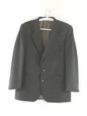 Oscar De La Renta Men's Blazer Jacket 44L Brown Houndstooth Two-Button