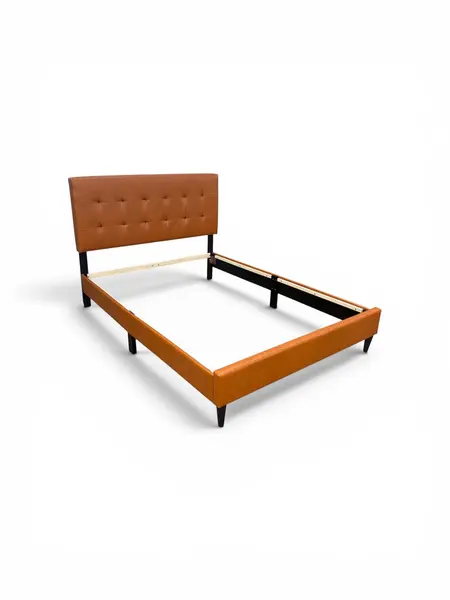 Brookside Full Camel Faux Leather Tufted with Headboard - Local Pickup Only