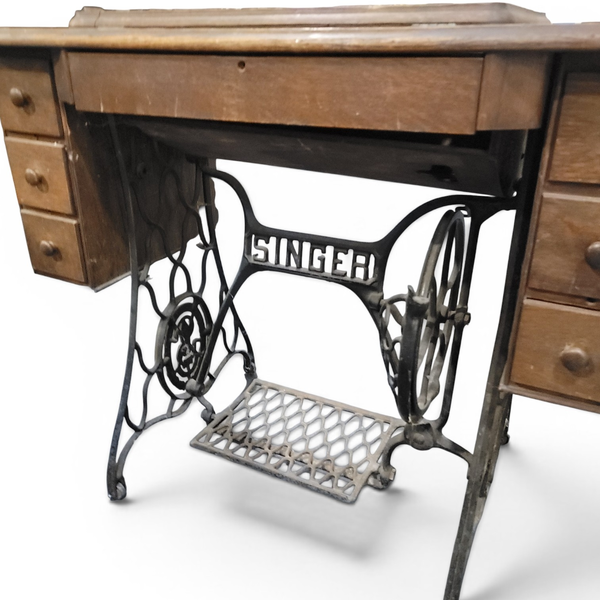 Antique Singer Treadle Sewing Machine and Table w/ Organizers - Local Pickup