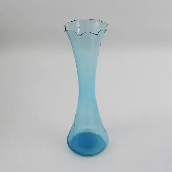 Lot of 2 Blue Glass Flower Vases  10.5" And 8.25"