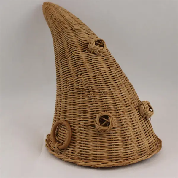 Beige Woven Wicker Cornucopia Fall Autumn Centerpiece Decor 15"