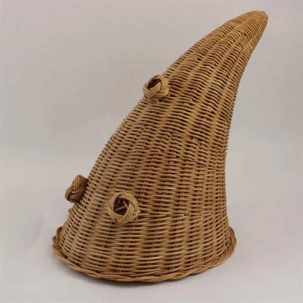 Beige Woven Wicker Cornucopia Fall Autumn Centerpiece Decor 15"