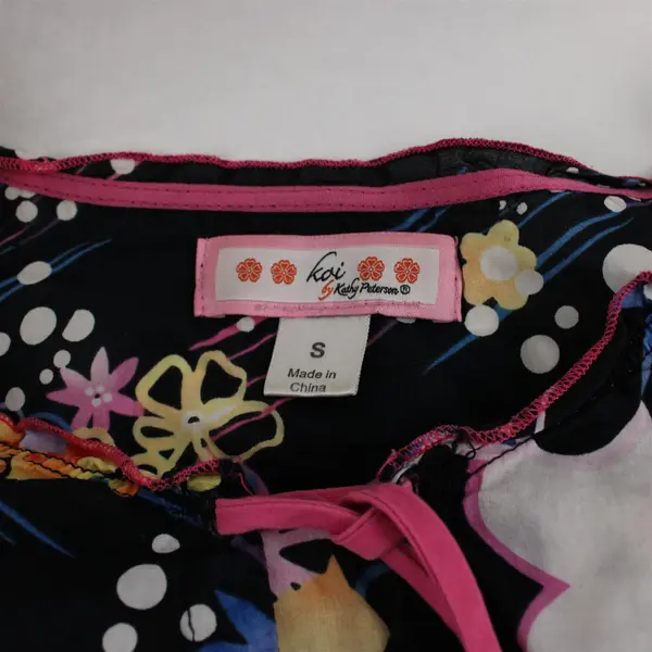 Koi by Kathy Peterson Cute Multicolor Floral Sheer Scrubs Top Women's Small