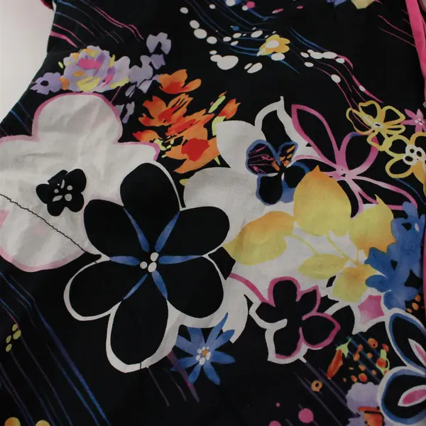 Koi by Kathy Peterson Cute Multicolor Floral Sheer Scrubs Top Women's Small