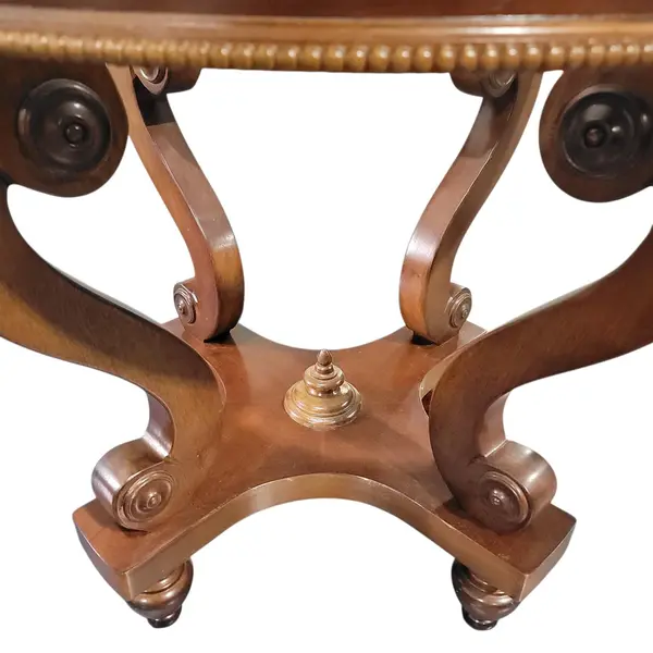 Vintage Round Glass Top Wood End Table Traditional - Local Pickup