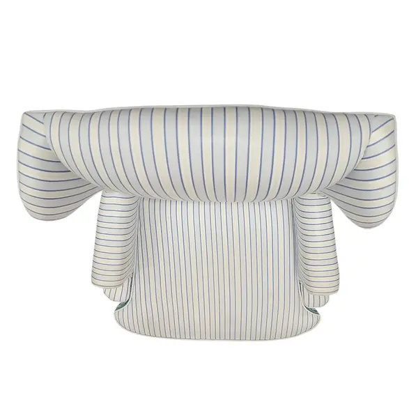Vintage Blue White Striped Wingback Accent Armchair Skirted - Local Pickup Only