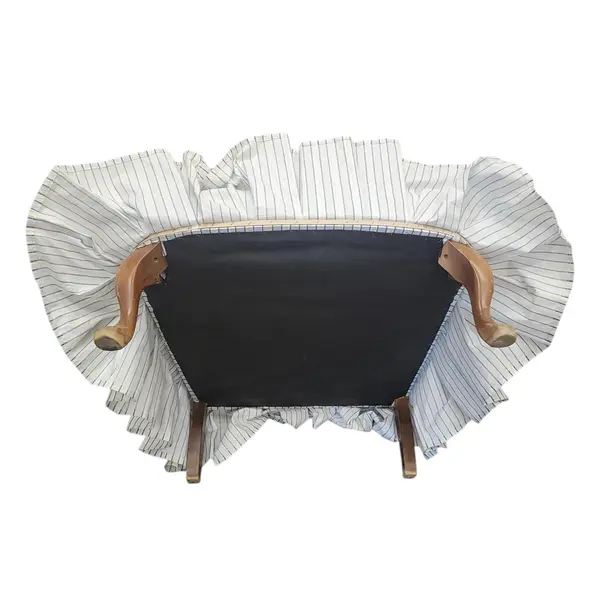 Vintage Blue White Striped Wingback Accent Armchair Skirted - Local Pickup Only