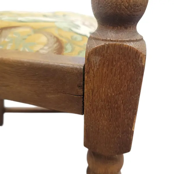 Vintage Oak Mission Style Arm Chair Floral Upholstered Seat Wood - Local Pickup