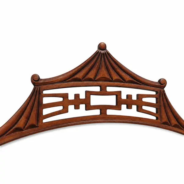 Vintage Asian Pagoda Wall Mirror Carved Wood Chinoiserie Hanging - Local Pickup