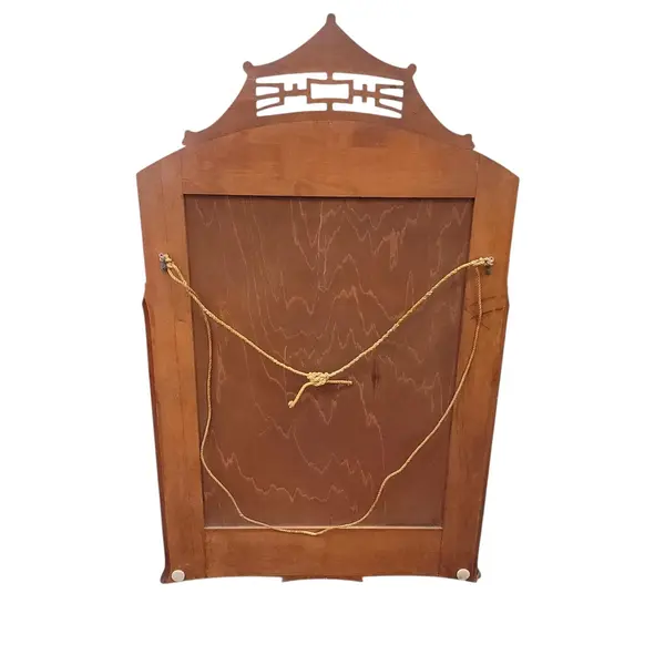 Vintage Asian Pagoda Wall Mirror Carved Wood Chinoiserie Hanging - Local Pickup