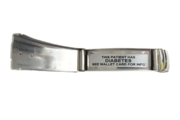 Medical ID Bracelet Men's One Size Silver Red Hexagon Caduceus Diabetes