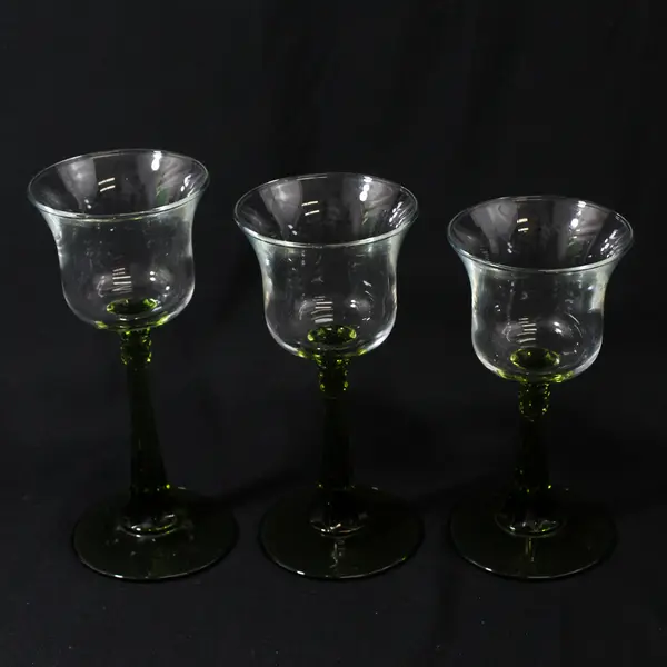 Vintage PartyLite Radiant Glow 3 Piece Green Stem Tea Light Candle Holder Set