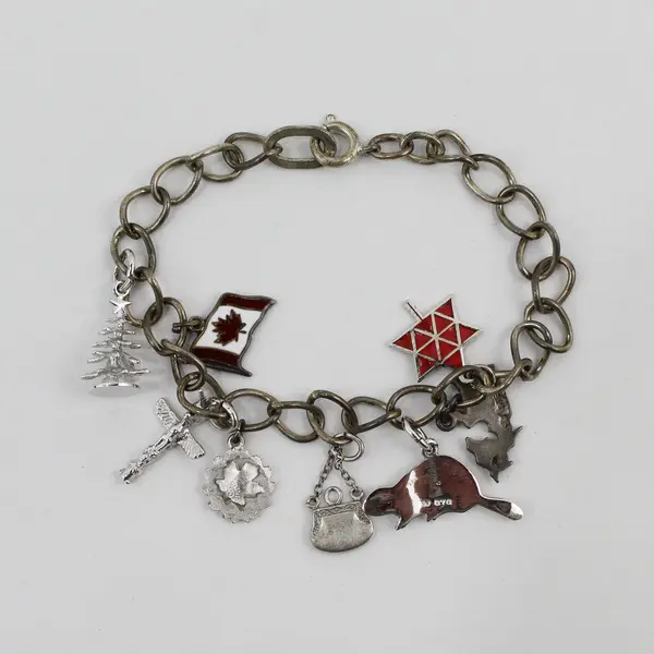 Vintage Canadian Centennial Sterling Silver Charm Bracelet 7.5"