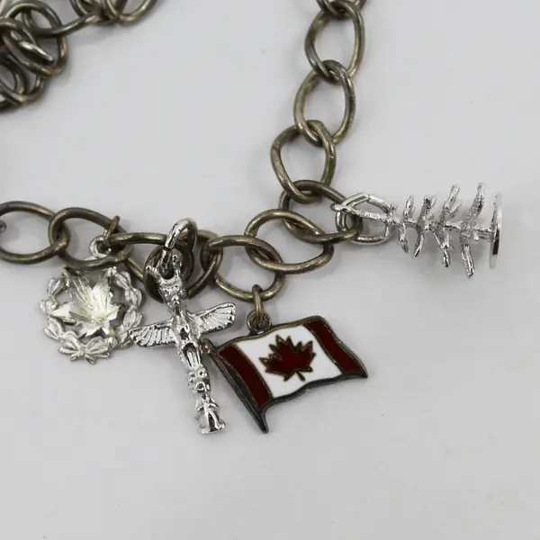 Vintage Canadian Centennial Sterling Silver Charm Bracelet 7.5"