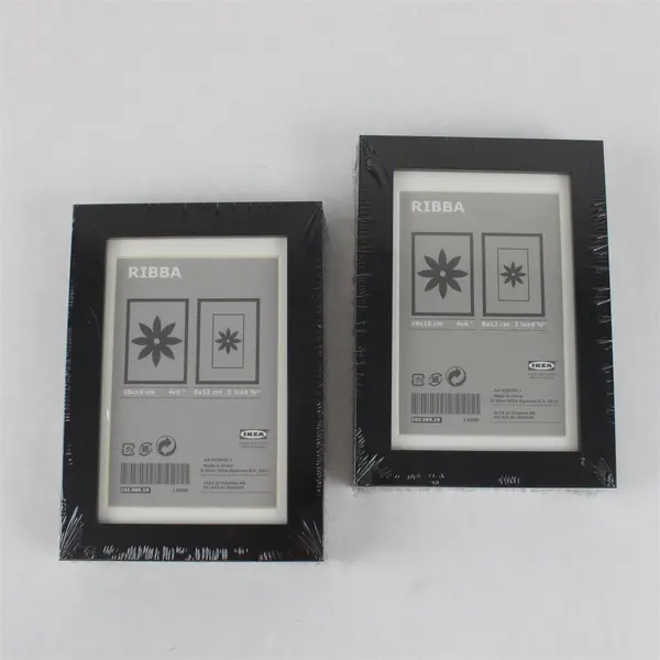 Lot of 2 Ikea Ribba Black Picture Frames  4" x 6" NEW
