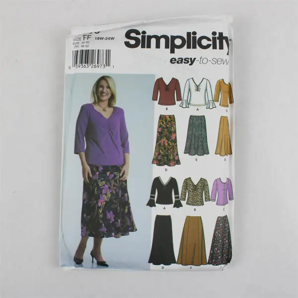 Simplicity 5469 Womens Tops Skirts Pattern FF 18W-24W Cut