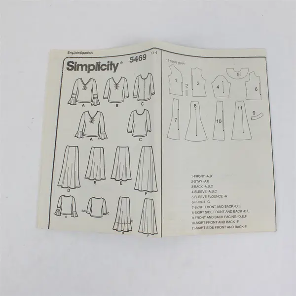Simplicity 5469 Womens Tops Skirts Pattern FF 18W-24W Cut