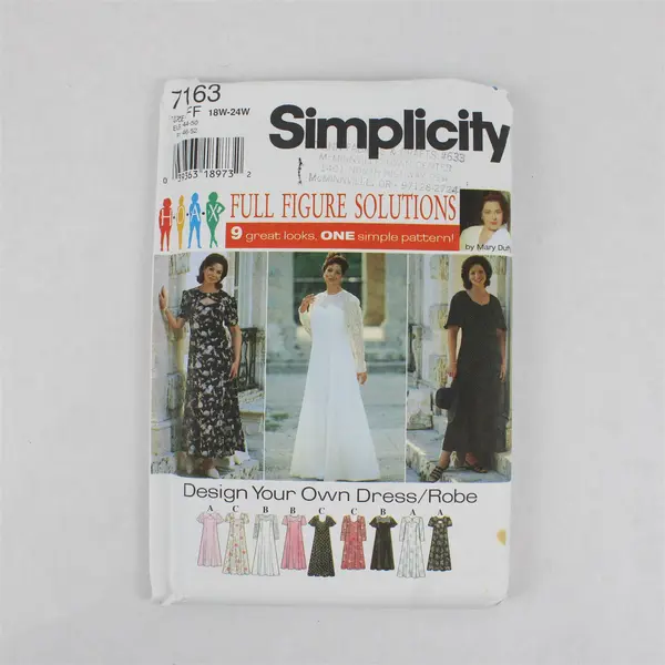 Simplicity 7163 Womens Dress Sewing Pattern FF 18W-24W Uncut