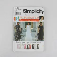 Simplicity 7163 Womens Dress Sewing Pattern FF 18W-24W Uncut