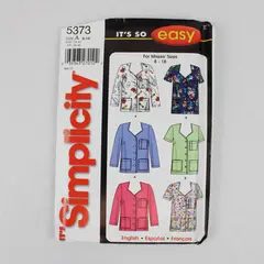 2003 Simplicity Pattern 5373 Women's Scrubs Tops Size A 8-18 UNCUT