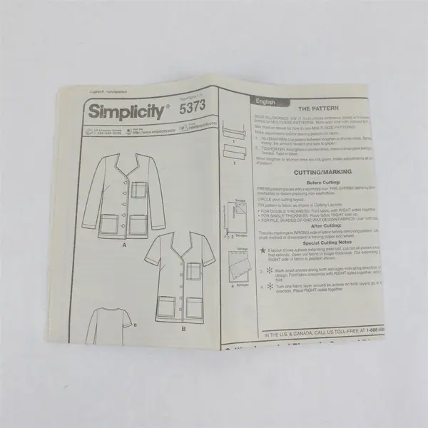 2003 Simplicity Pattern 5373 Women's Scrubs Tops Size A 8-18 UNCUT