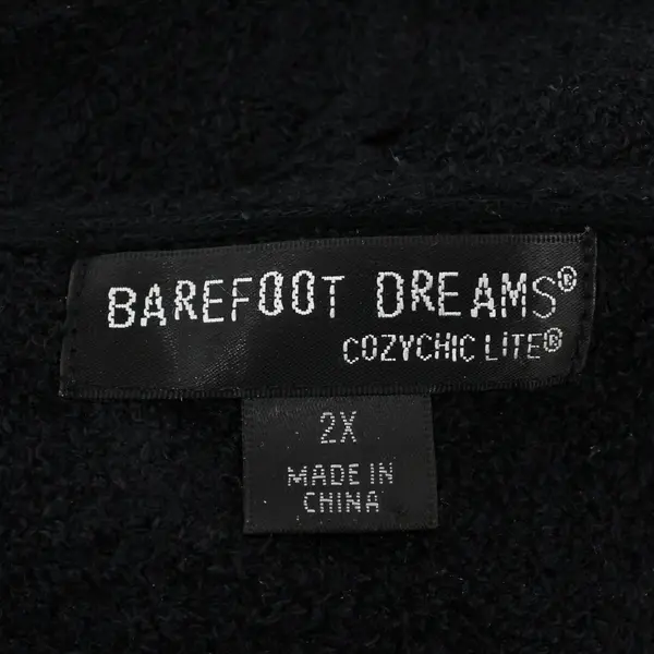 Barefoot Dreams Cardigan 2X Black CozyChic Lite Island Dream Waterfall Drape