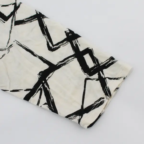 WynneLayers Turtleneck Blouse Top Creme With Black Abstract Square Design 2X