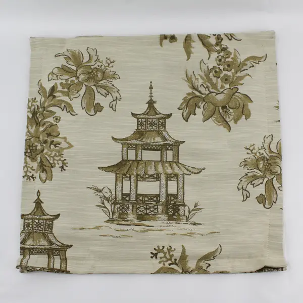 Park Hill Collection Beige Floral Pagoda Design Pillow Cover 18" x 18"