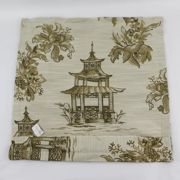 Park Hill Collection Beige Floral Pagoda Design Pillow Cover 18" x 18"