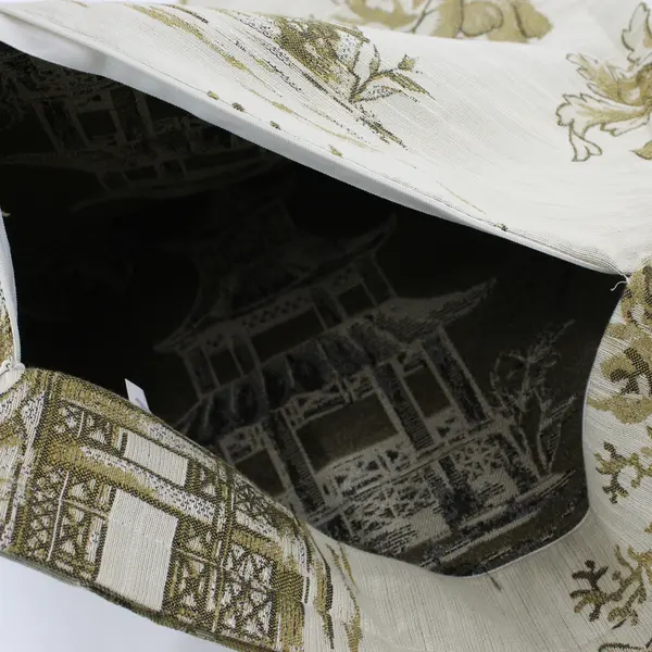 Park Hill Collection Beige Floral Pagoda Design Pillow Cover 18" x 18"