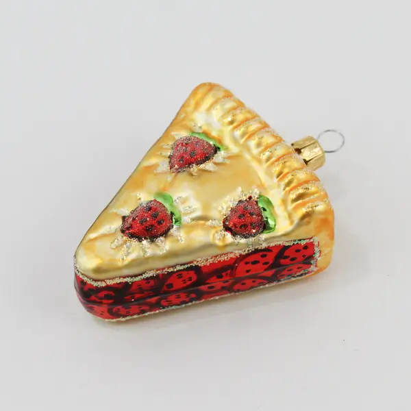 Vintage Strawberry Pie Slice Glass Ornament Good Condition