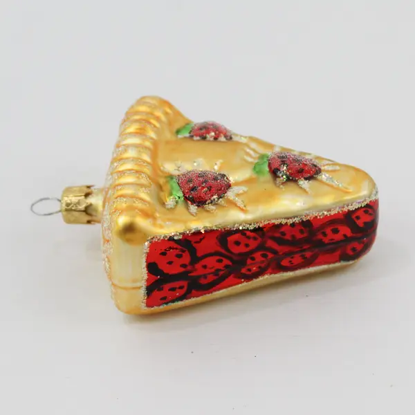 Vintage Strawberry Pie Slice Glass Ornament Good Condition