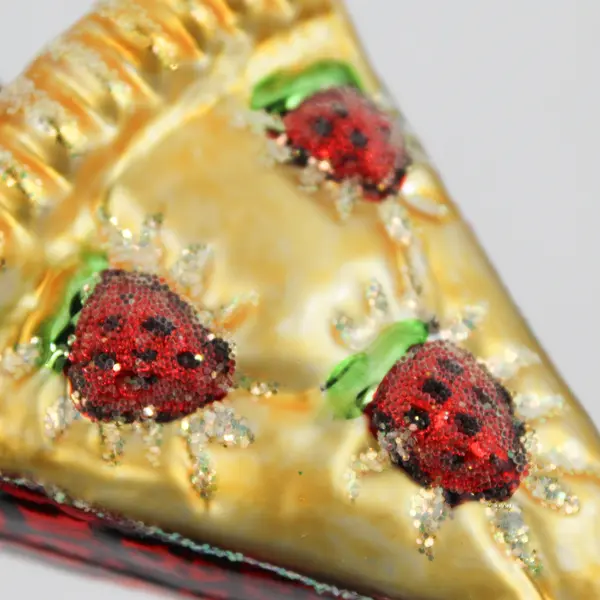 Vintage Strawberry Pie Slice Glass Ornament Good Condition
