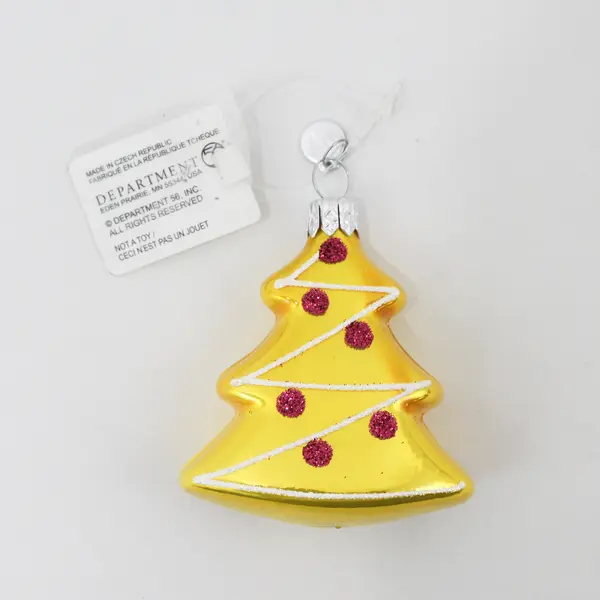 Lot of 2 Department 56 Christmas Tree Style Ornaments 1 Yellow 1 Pink 