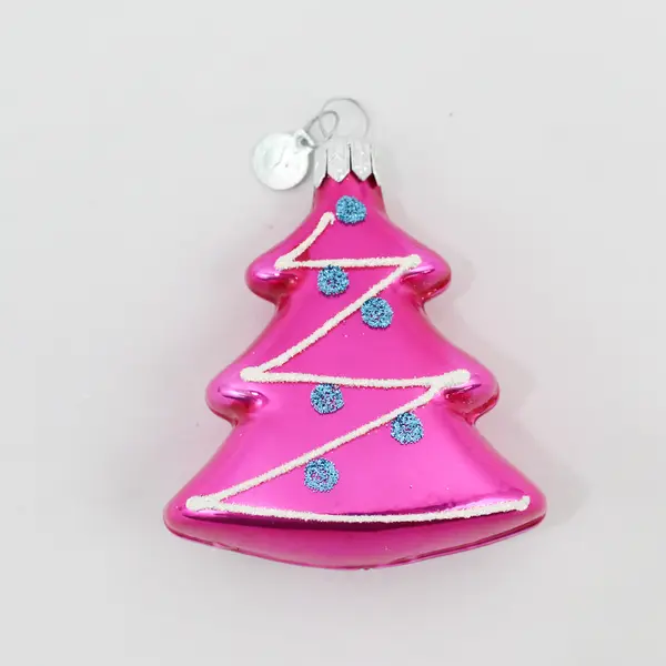 Lot of 2 Department 56 Christmas Tree Style Ornaments 1 Yellow 1 Pink 
