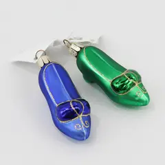 Lot of 2 Golden Bell Collection Mouth-Blown 4" Cinderella Shoe Glass Ornaments 