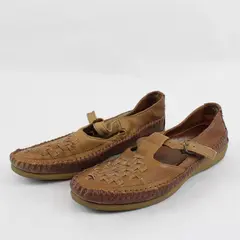 Walkables Womens Brown Woven Leather Mary Jane Comfort Flats Size 8