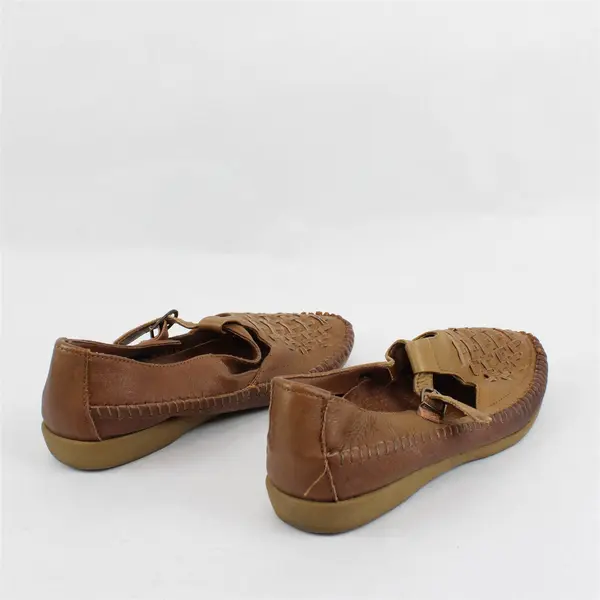 Walkables Womens Brown Woven Leather Mary Jane Comfort Flats Size 8