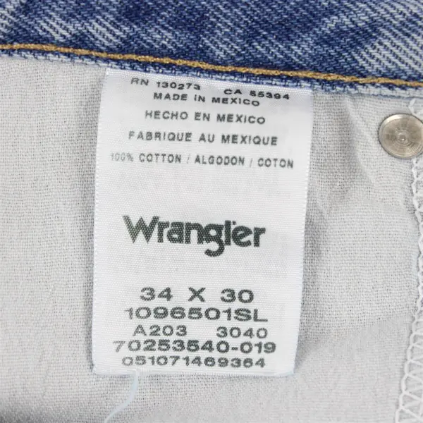 Wrangler Medium Wash Straight-Leg Jeans Men's Size 34x30